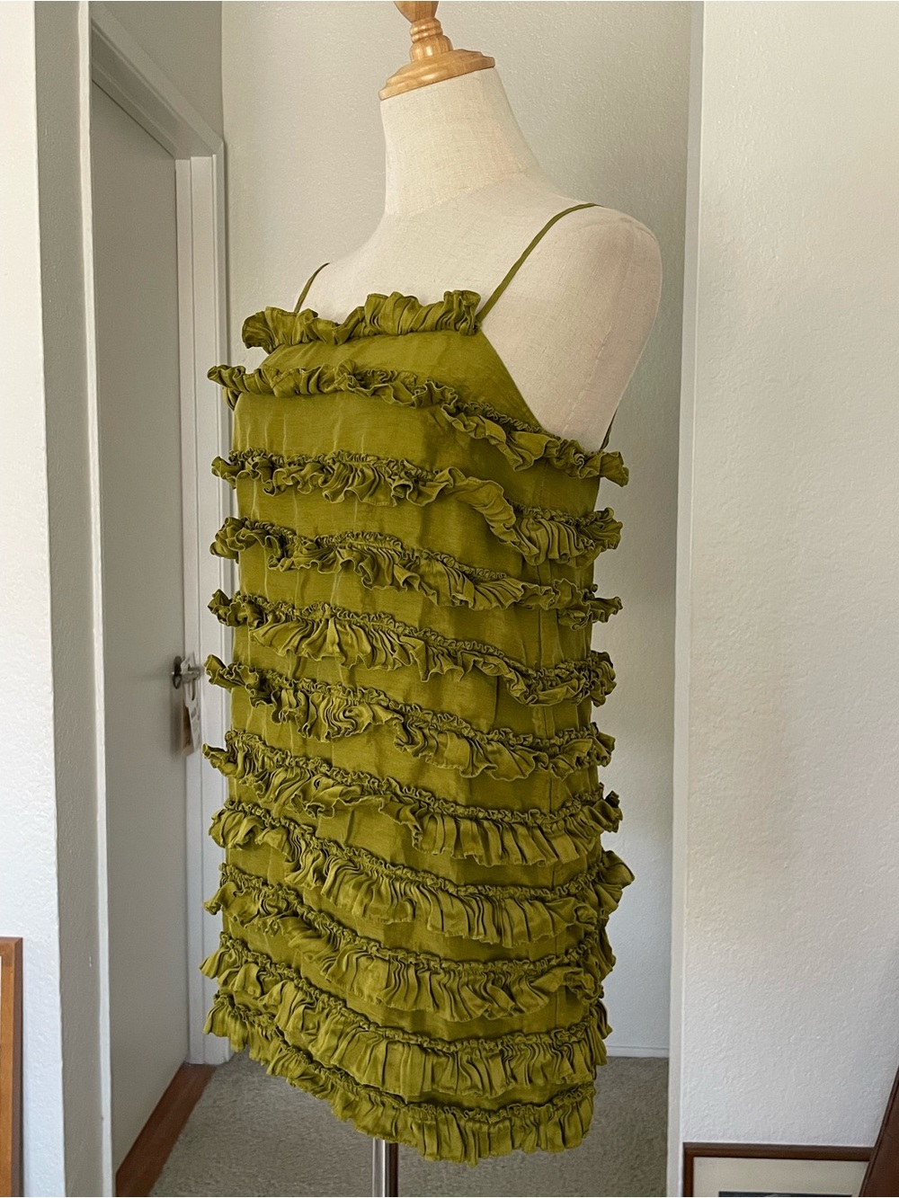 Editions Sezane Princia Ruffle Tier Linen Silk Dress - Picture 5 of 9